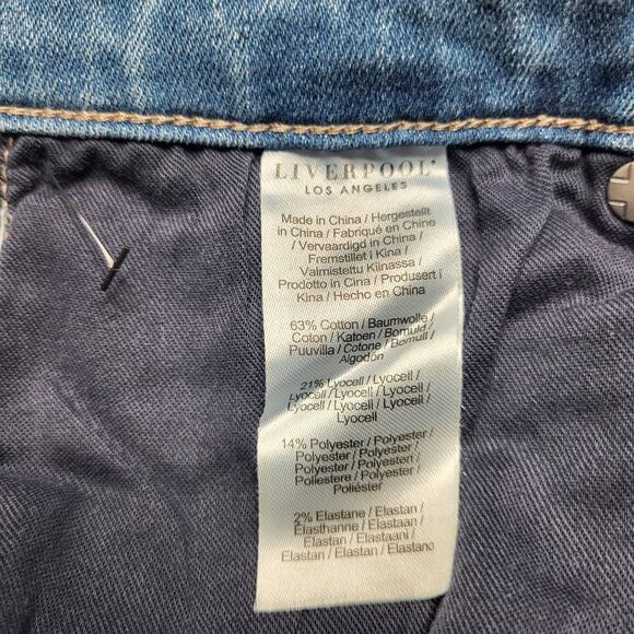 Liverpool Stride High Rise Wide Leg Jeans Cut Raw Hem Medium Weir Canyon Wash 14 - Picture 11 of 12